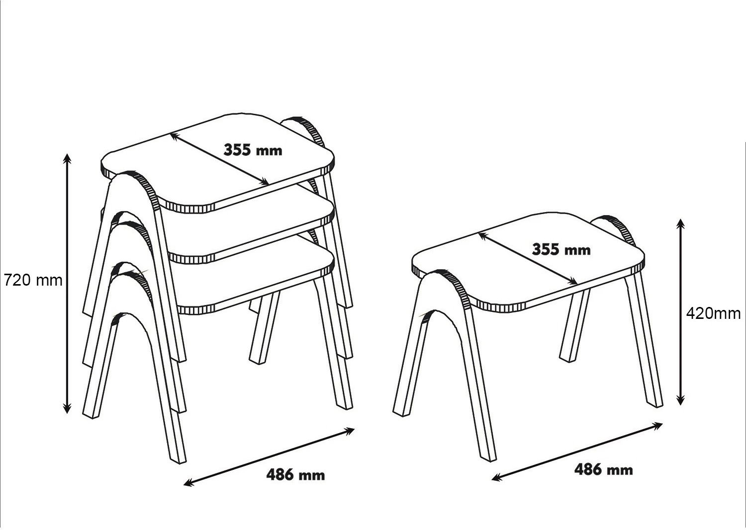 Set tavolinash ndihmëse (3 copë), Skye Decor, Paris, ngjyrë arre dhe e bardhë