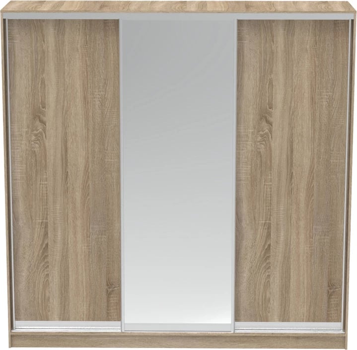 Dollap me dy dyer rrëshqitëse me pasqyrë, ngjyrë sonoma, 240x60x240cm