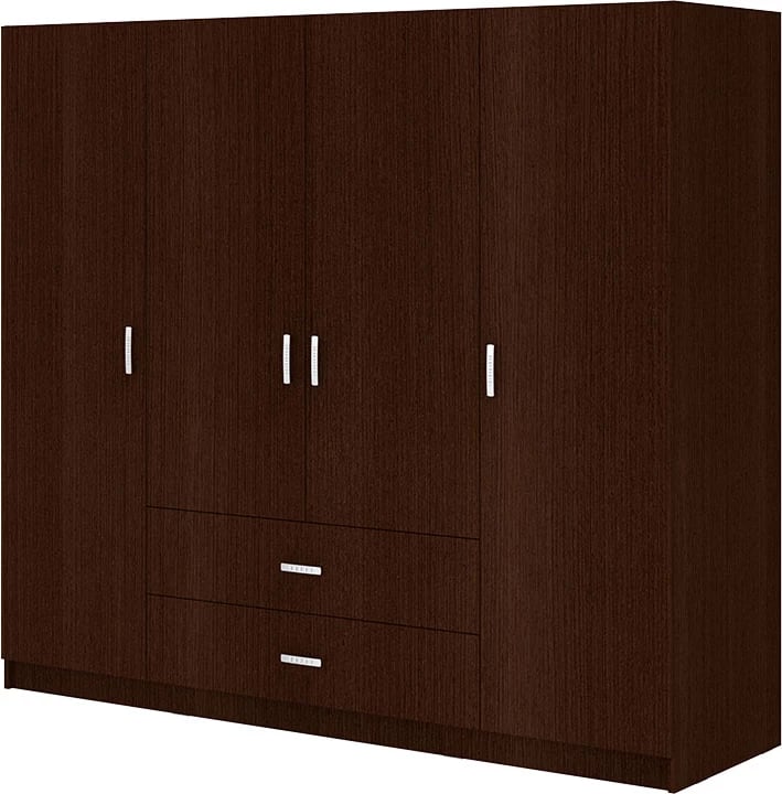 Dollap Royal me katër dyer, sirtarë dhe loft, ngjyrë wenge, 200x58x230cm