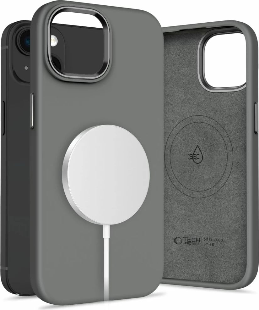 Mbështjellës Tech-Protect Silicone PUZ MagSafe për iPhone 15, Gri