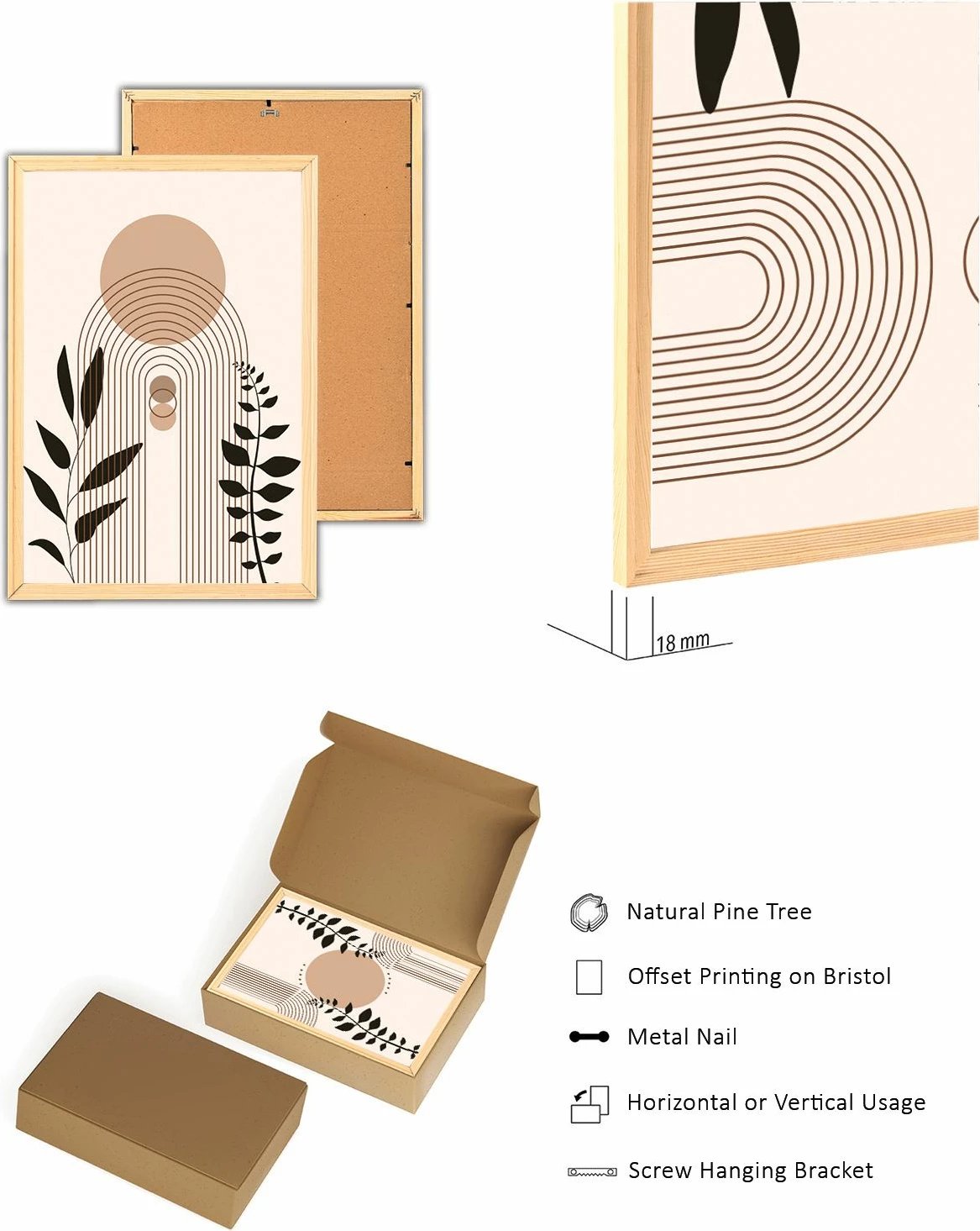 Pikturë dekorative me kornizë MDF (3 copë), Wallity, Myk3001-1