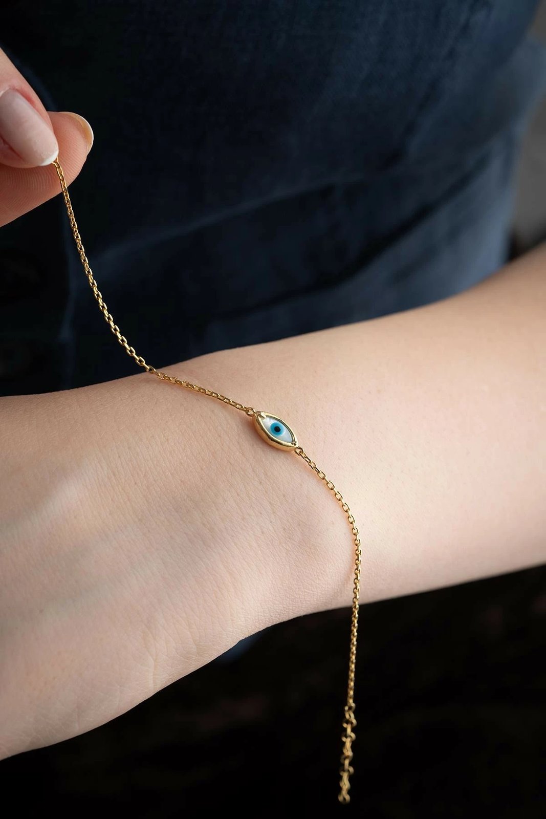 Byzylyk argjendi Jumeon, ngjyrë ari, gur zirkoni blu, NRZ999434