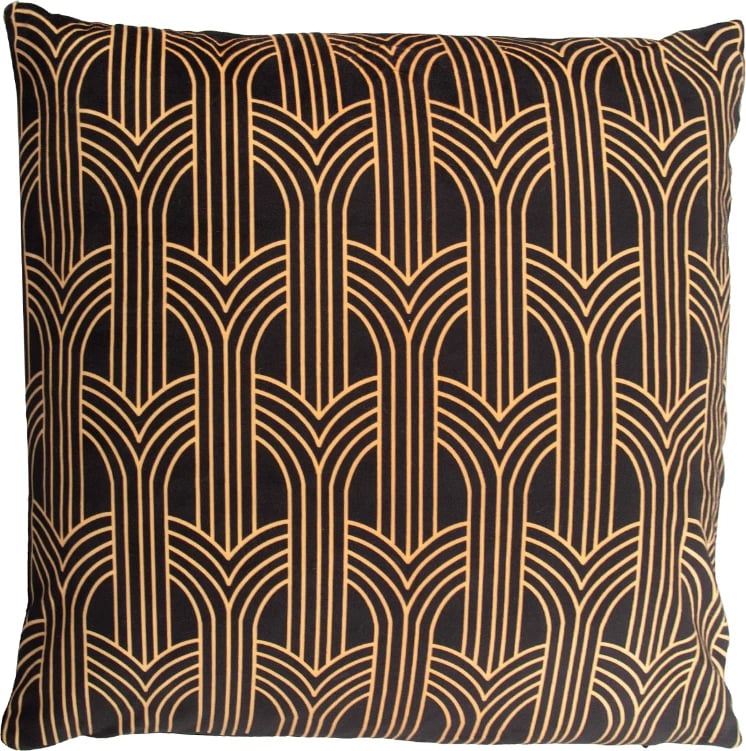 Jastëk dekorativ Gate, kadife, ngjyrë ari e zezë, 45x45cm