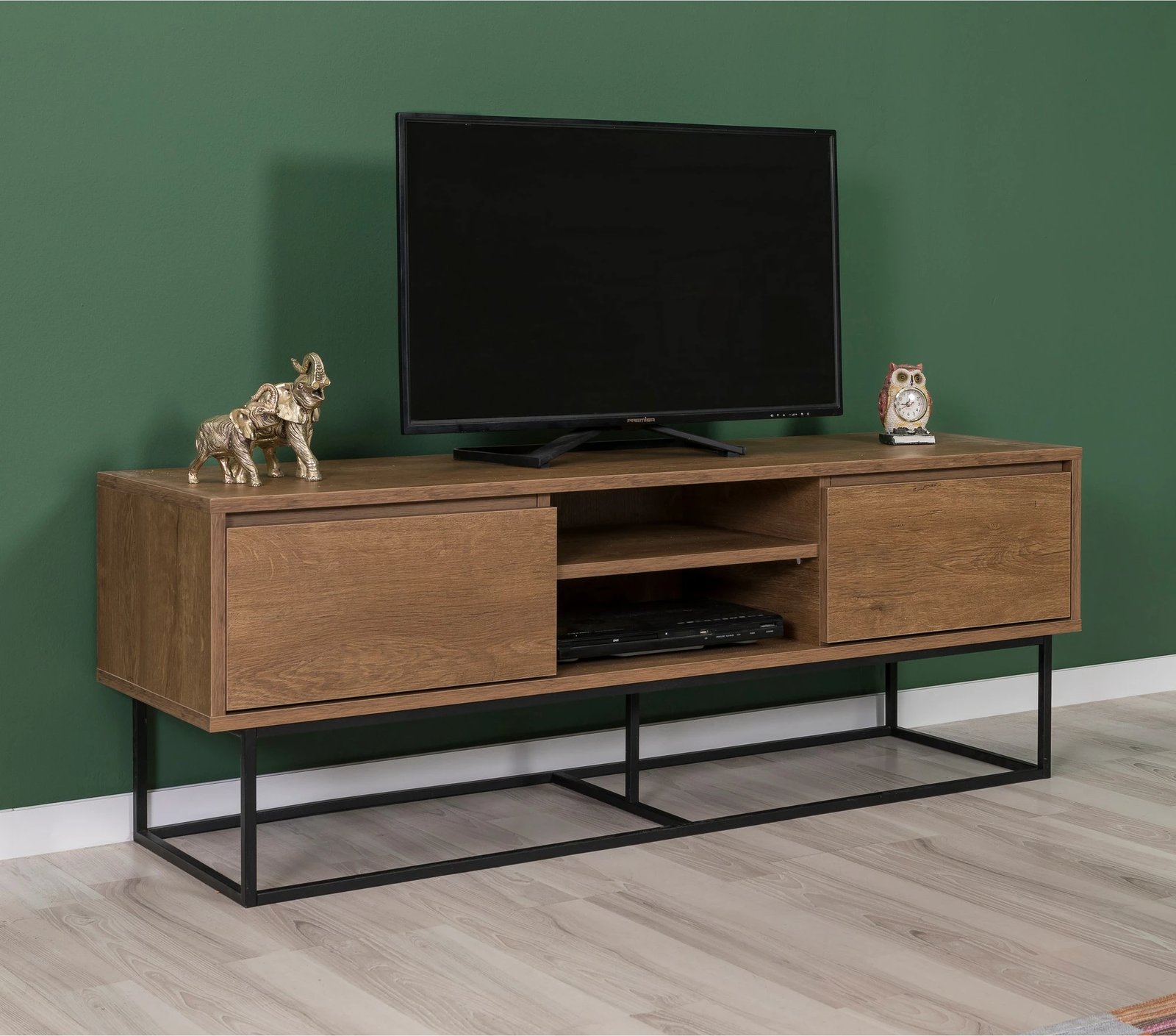 Set mobiljesh për dhomë dite, Skye Decor, Laxus Takım 5, ngjyrë arre dhe e zezë