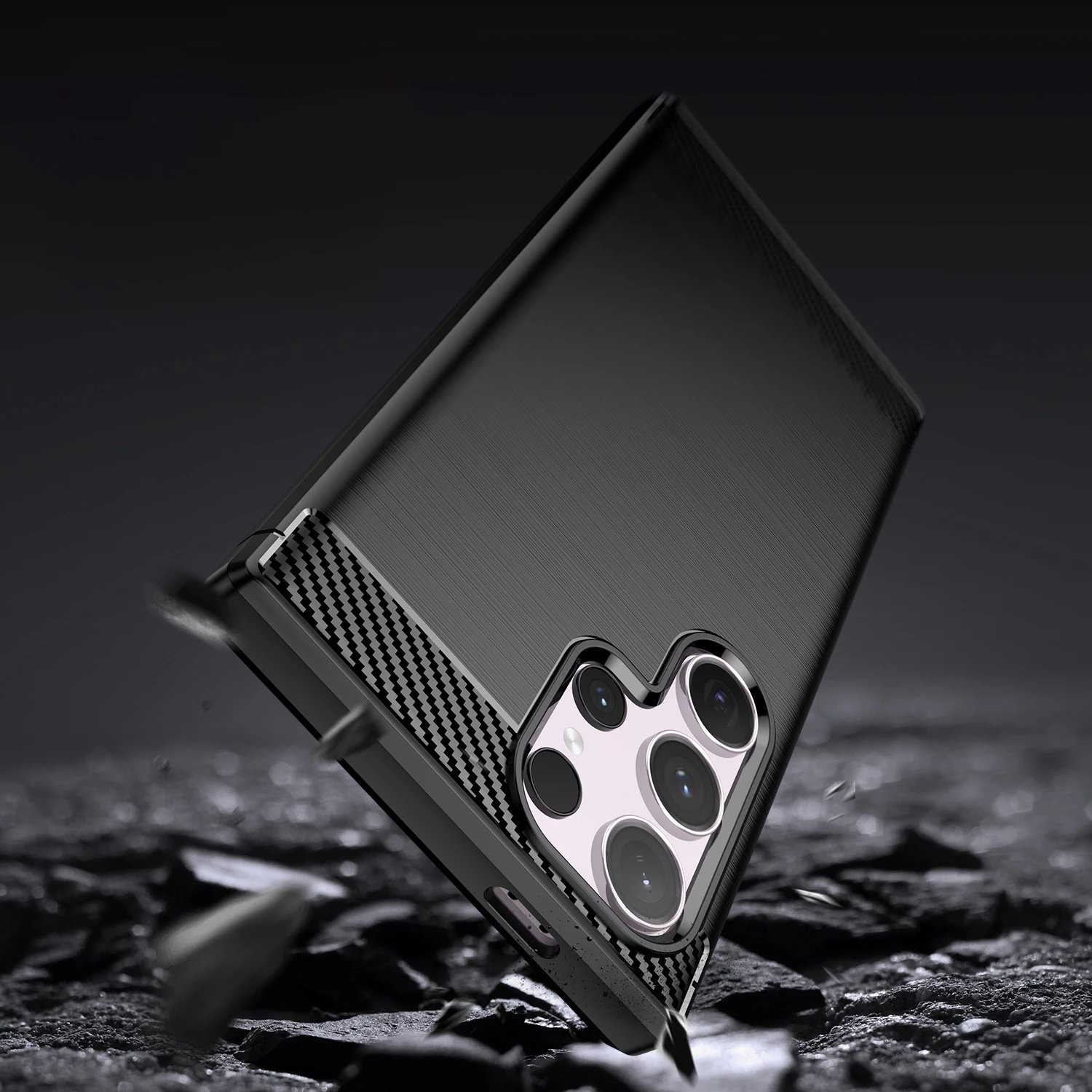 Mbështjellës Hurtel Carbon Case për Samsung Galaxy S24 Ultra, TPU, i zi
