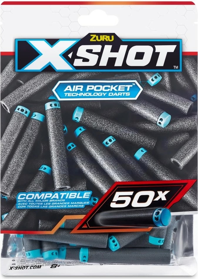 Set shigjeta shkumë ZURU X-Shot Excel, 50 copë, Azure/Black