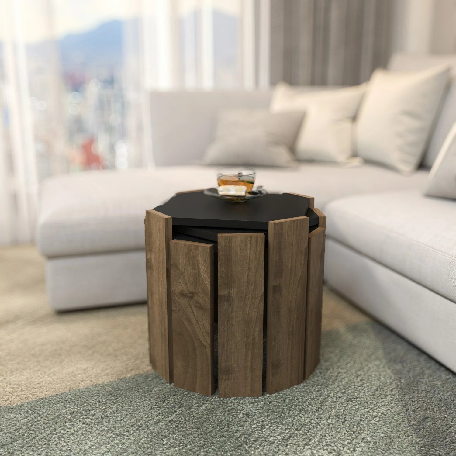 Tavolinë kafeje Hanah Home, Lori, anthracite dhe walnut