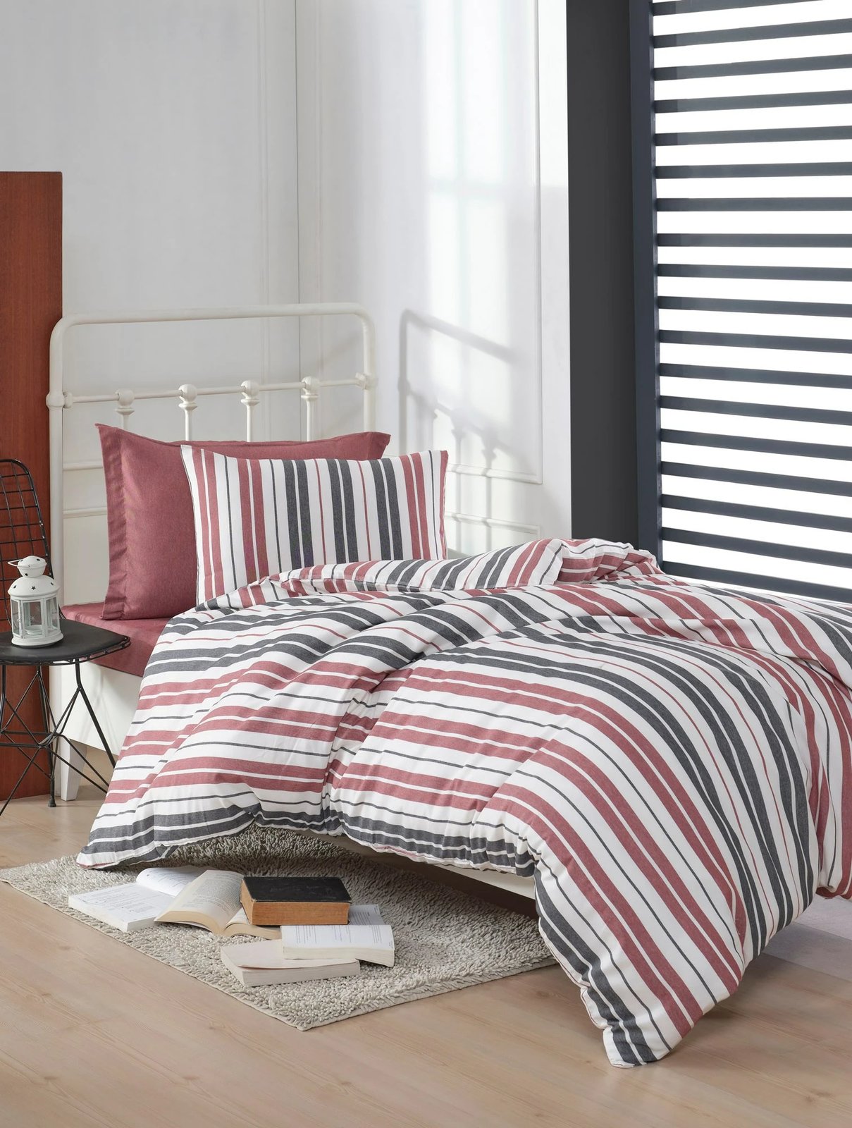 Set mbulesë jorgani për një person, ngjyrë e kuqe Claret, Monaco