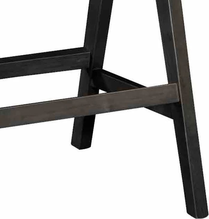 Karrige për bar me krahë Winslow, dru rubberwood, e zezë, pvc ratan natyral, stof gri, set prej 2 copë