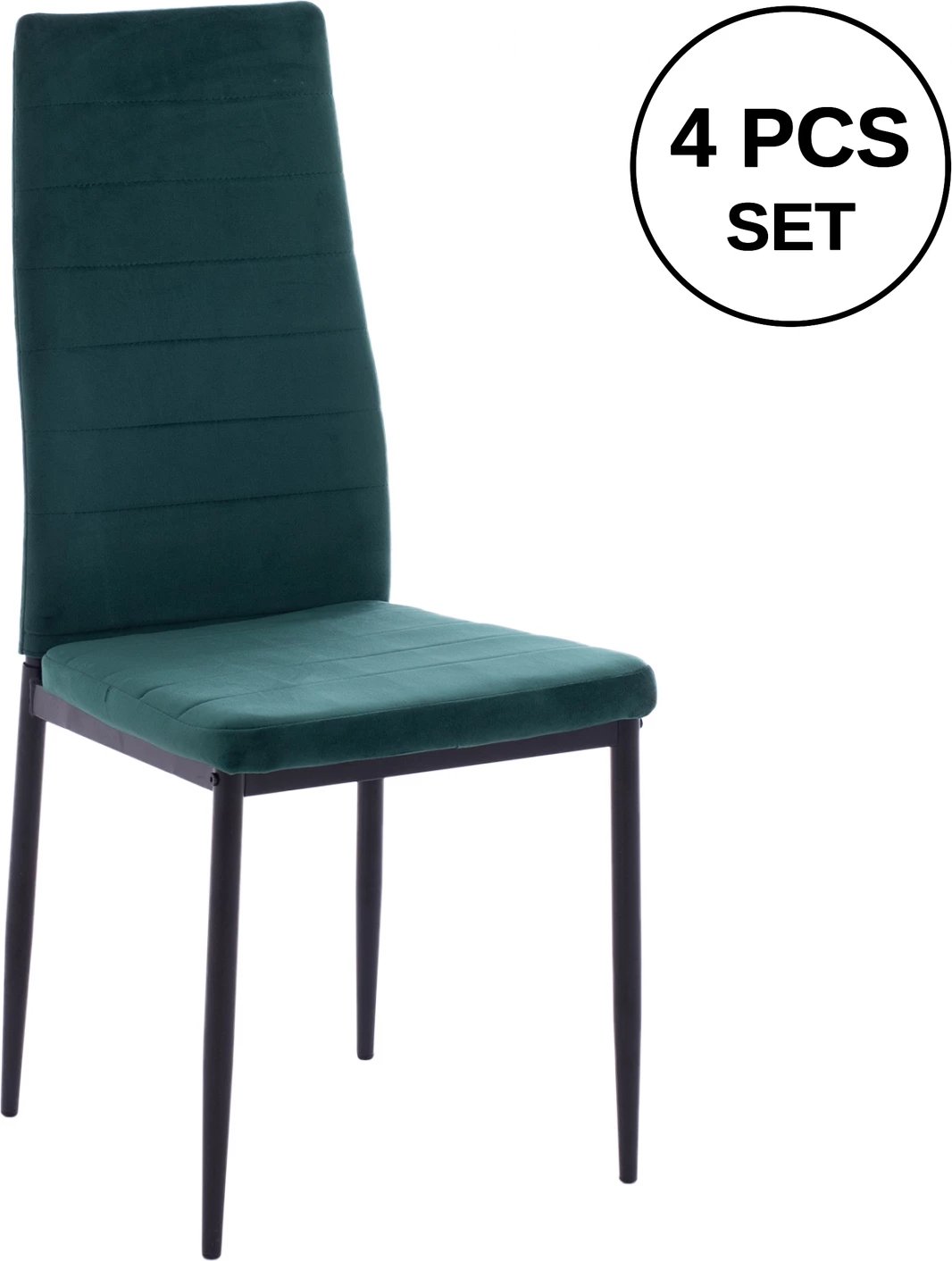 Karrige metalike FH0037.33, kadife e gjelbër, me kornizë metalike K/D, set prej 4 copë