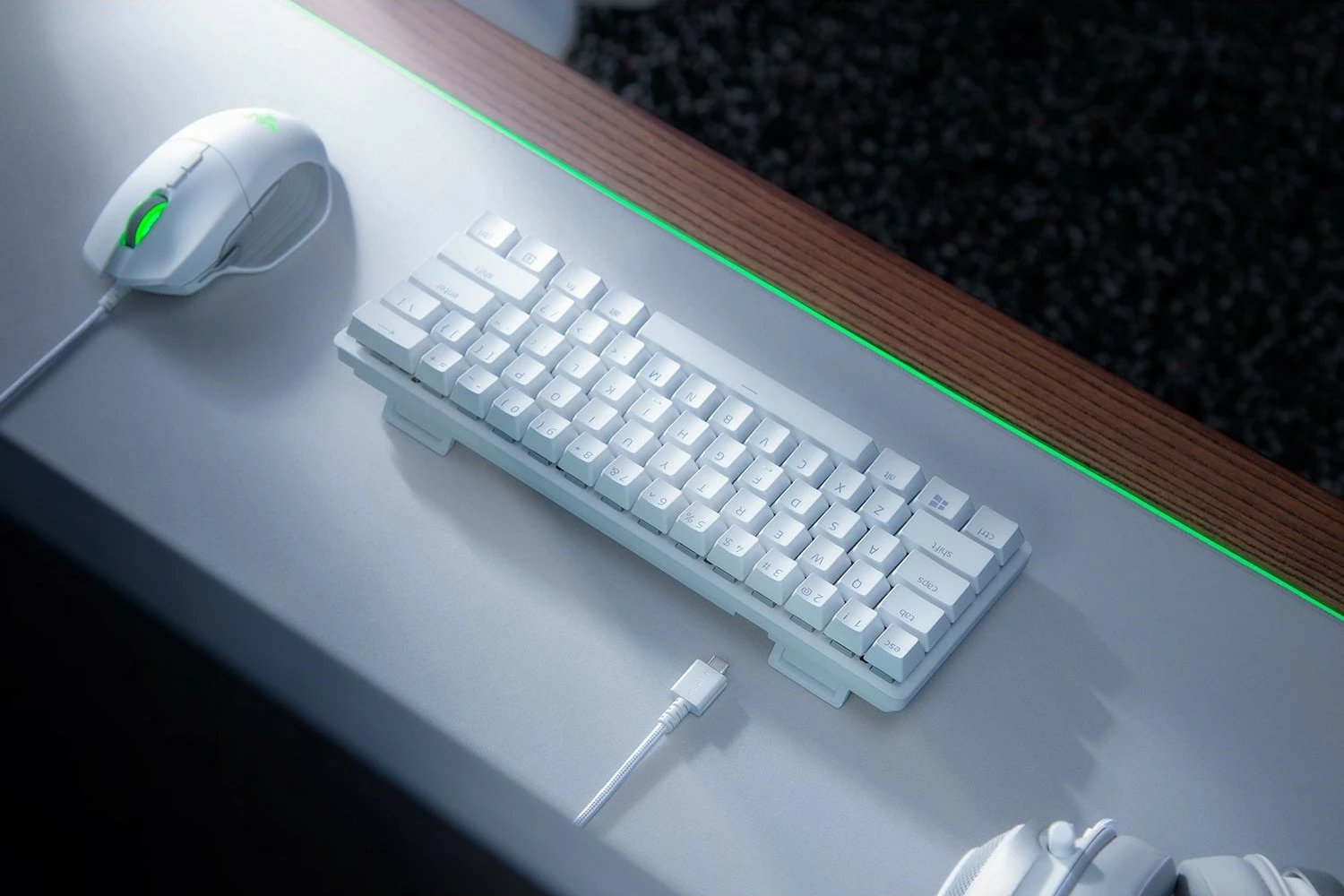 Tastierë Razer Huntsman Mini Mercury, RGB, 60%, e bardhë