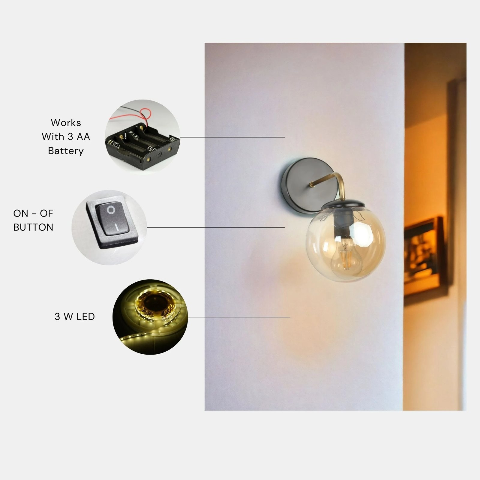 Llambë muri Opviq, Pablo - 8794-7P, e zezë dhe ari