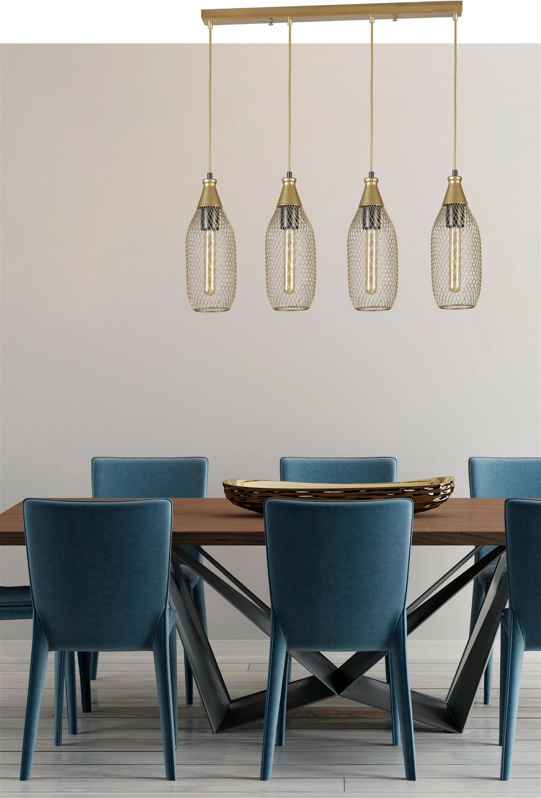 Llambë tavani Opviq Rio 4-sh, ngjyrë ari, e varur