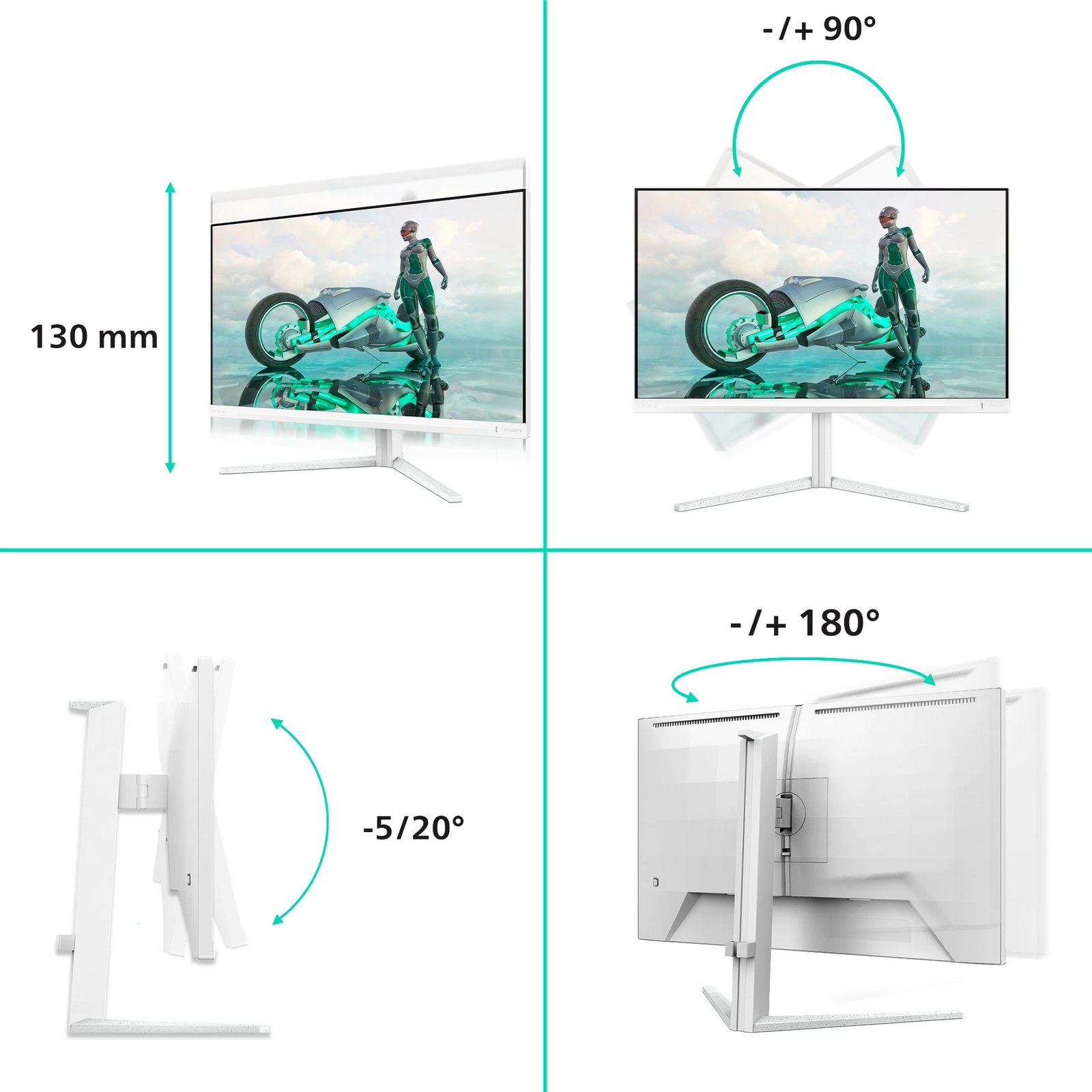 Monitor Philips 27M2N3501PA, 27 inç, Quad HD, 260Hz, i bardhë Monitor Philips 27M2N3501PA, 27 inç, Quad HD, 260Hz, i bardhë