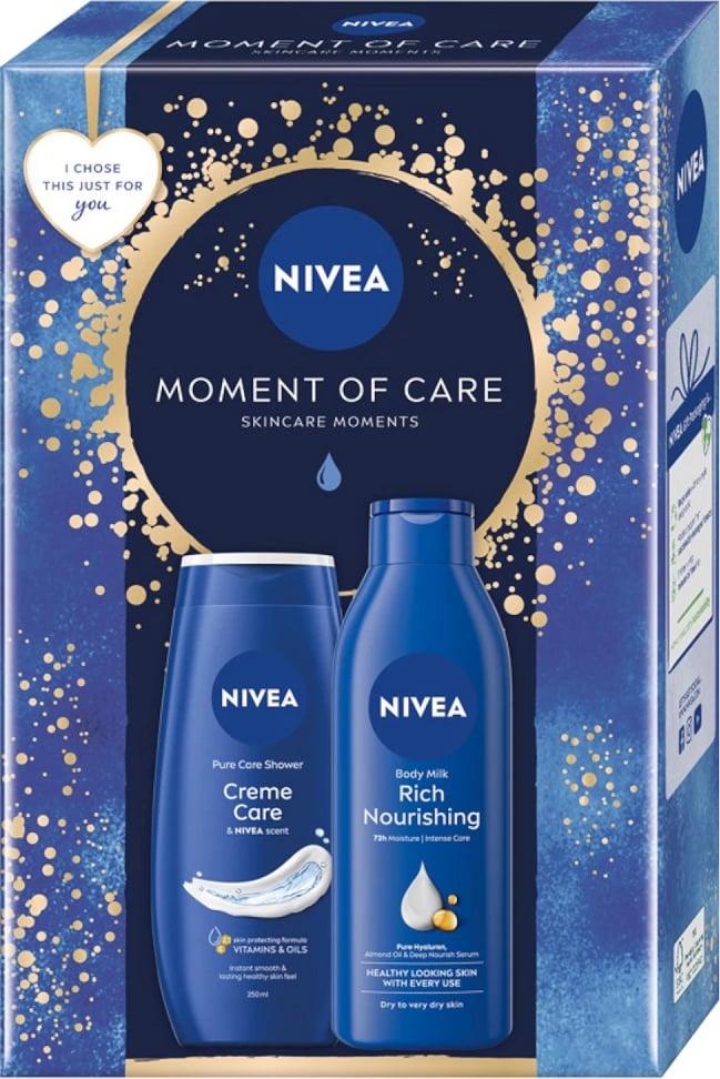 Set për kujdesin e trupit Nivea Moment Of Care për femra, 2x250ml