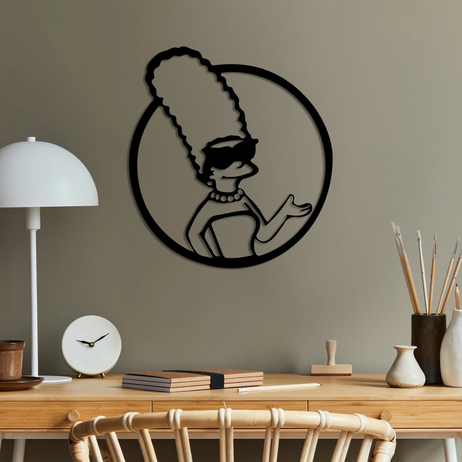 Aksesor dekorativ metalik për mur, Wallity Sımpson 2, ngjyrë e zezë, 33x33cm