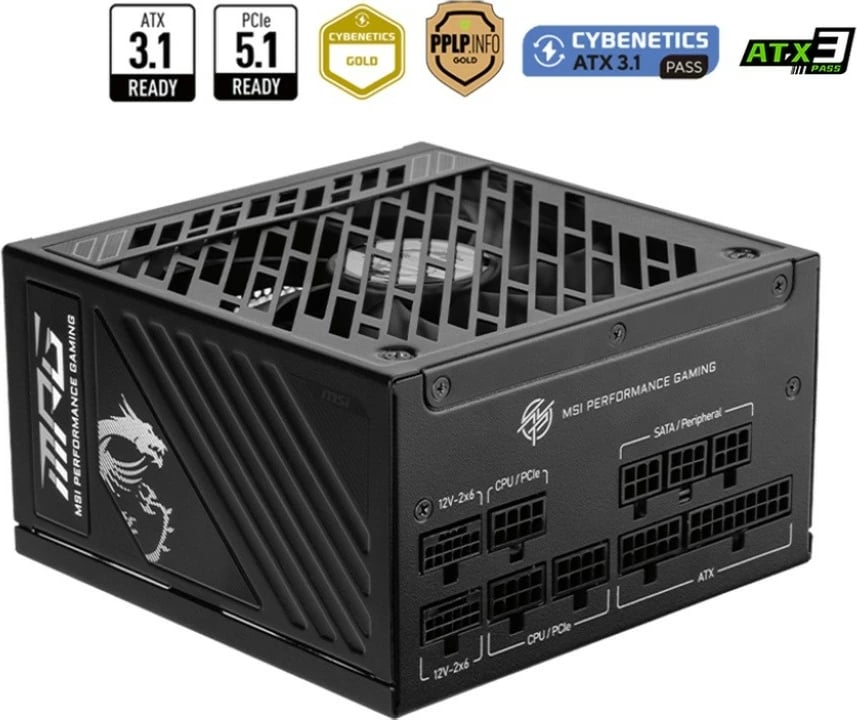 Kasë furnizimi MSI MPG A1250GS PCIE5, 1250 W, 80 PLUS Gold, Modular, E zezë