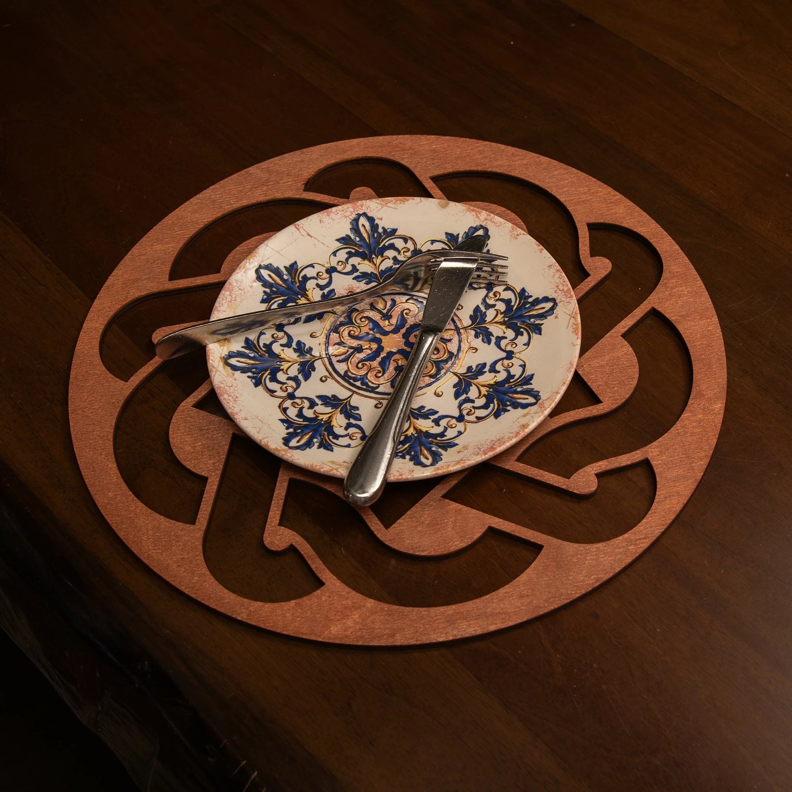 Set nënshimesh tavoline prej druri, ngjyrë rozë, Hermia Don, 4 copë