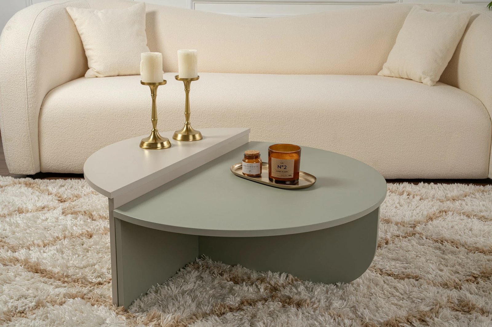 Set tavoline kafeje Nordure, Orion, ngjyrë jeshile e hirit dhe gur ranor