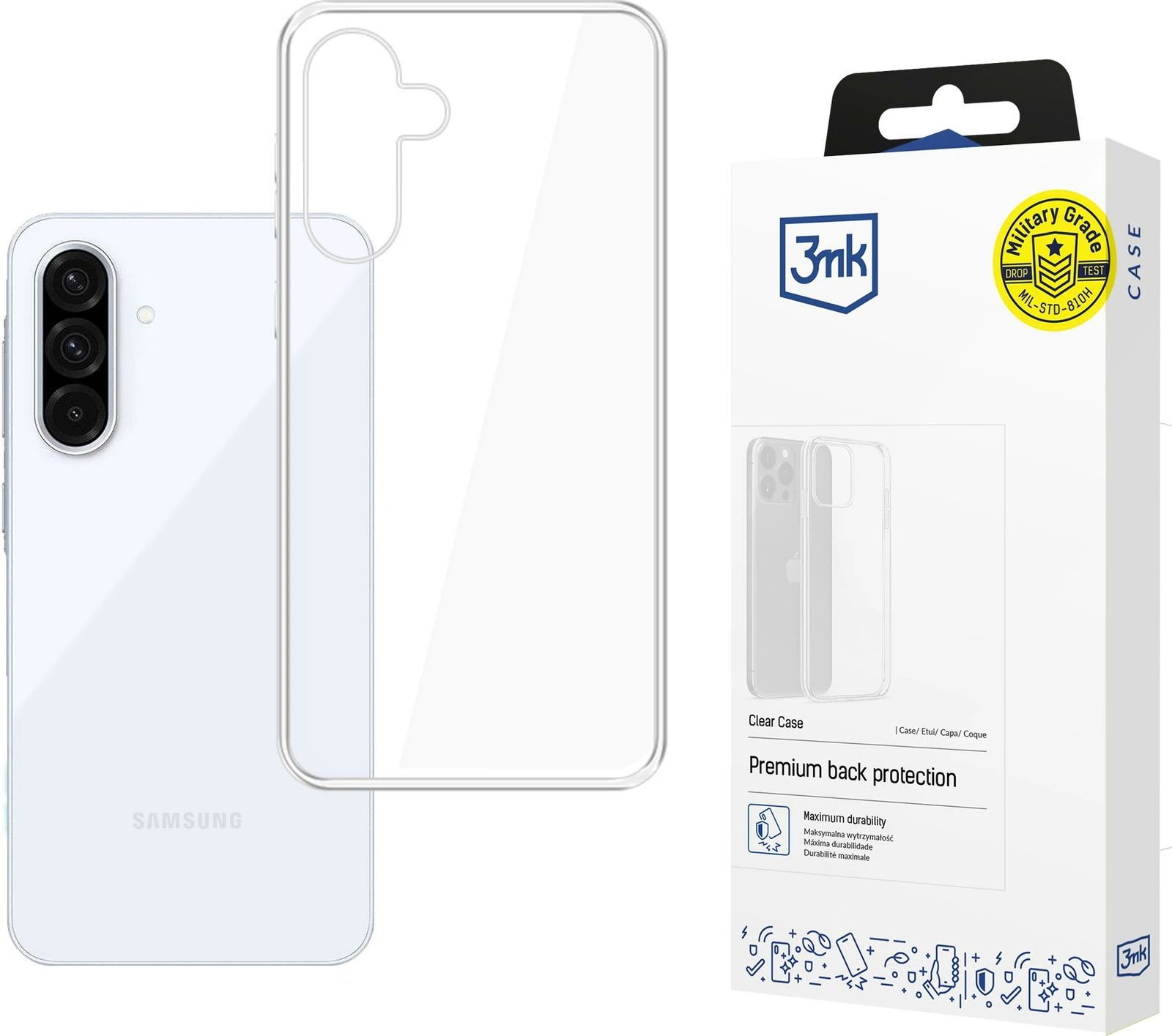 Mbështjellës, 3mk Protection, Clear Case për Samsung Galaxy A36 5G, Absorber125, skaje të ngritura, transparent