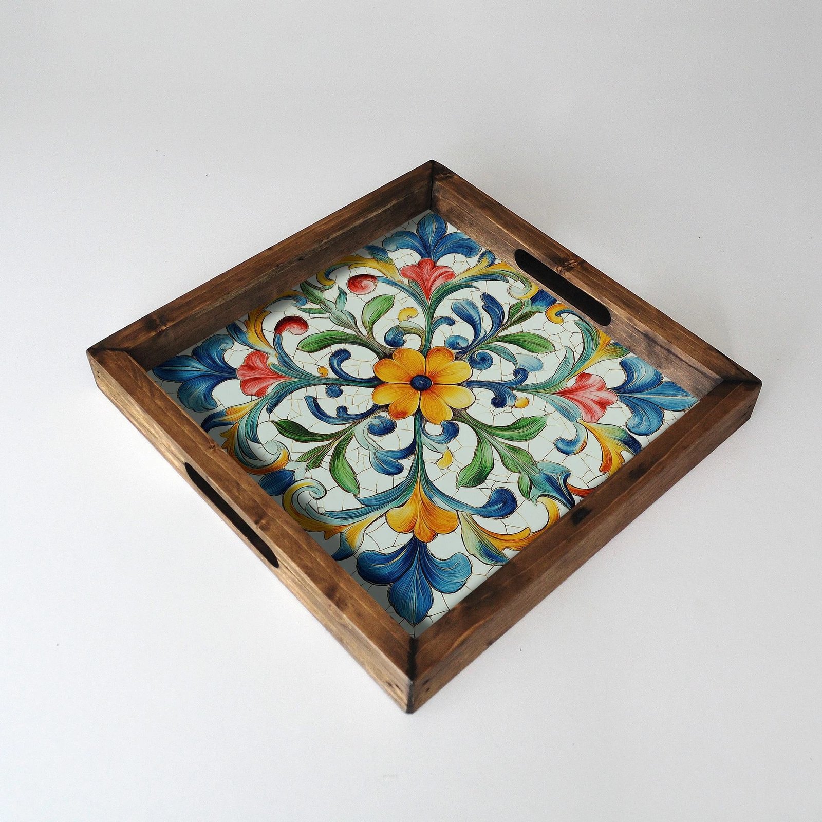 Tabaka dekorative prej druri, shumëngjyrëshe, Evila Originals, REF059, 35x35x4cm Tabaka dekorative prej druri, shumëngjyrëshe, Evila Originals, REF059, 35x35x4cm