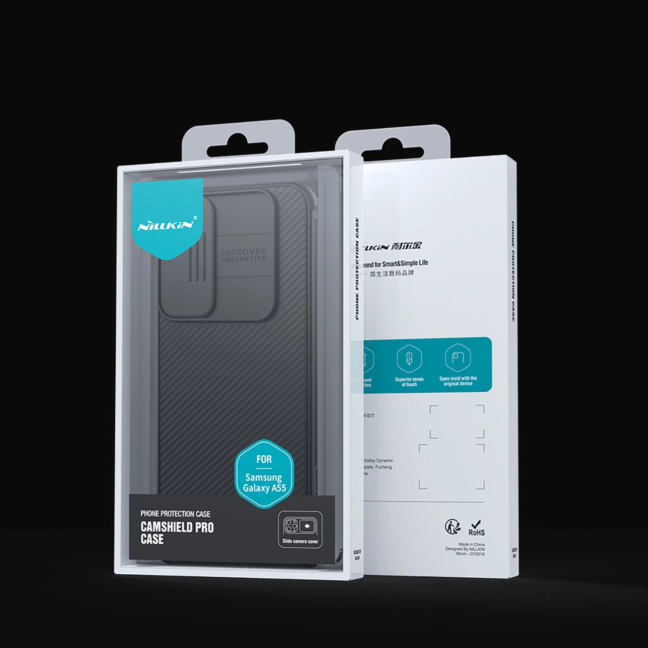 Mbështjellës Nillkin CamShield Pro për Samsung Galaxy A55, me mbulesë kamere, zi