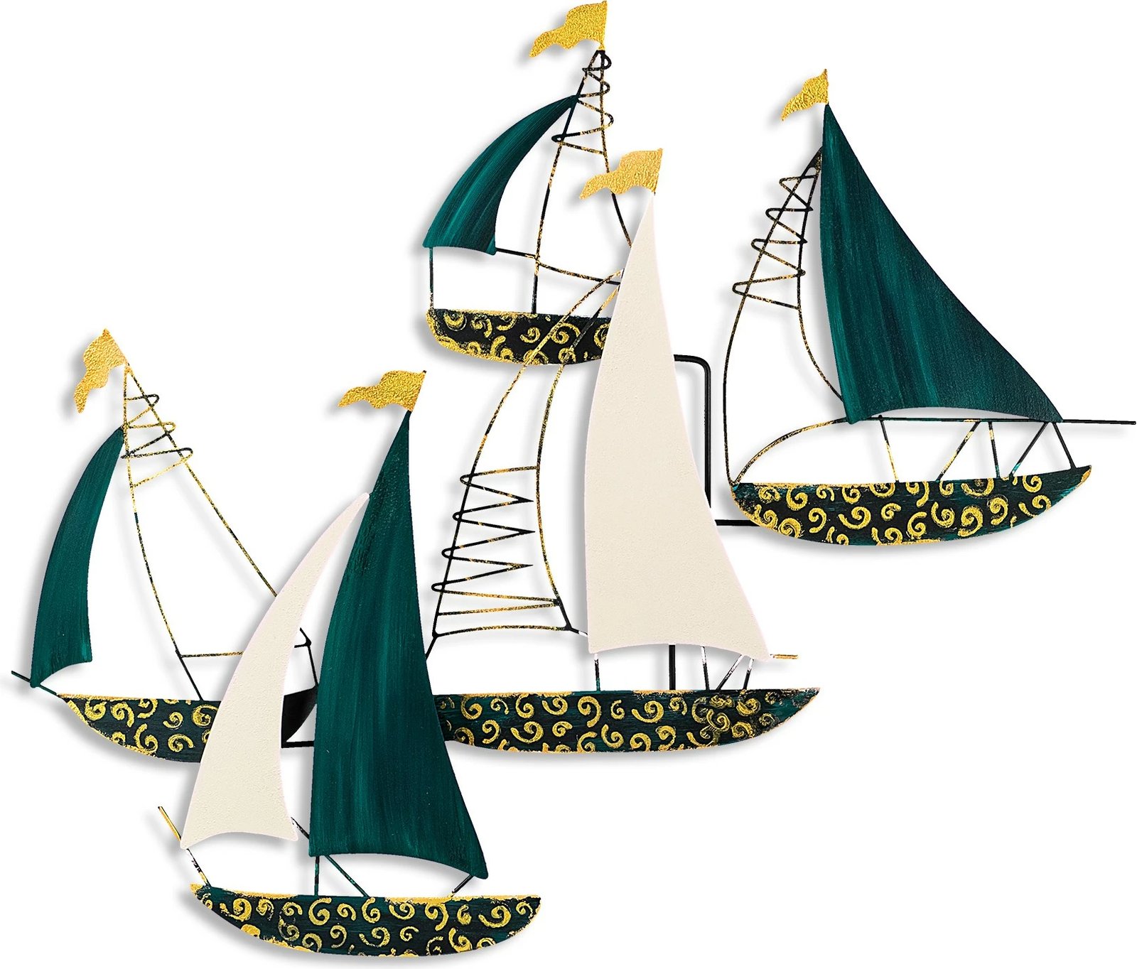 Aksesor dekorativ metalik për mur, Wallity Kadırga 2, shumëngjyrësh, 77x91cm