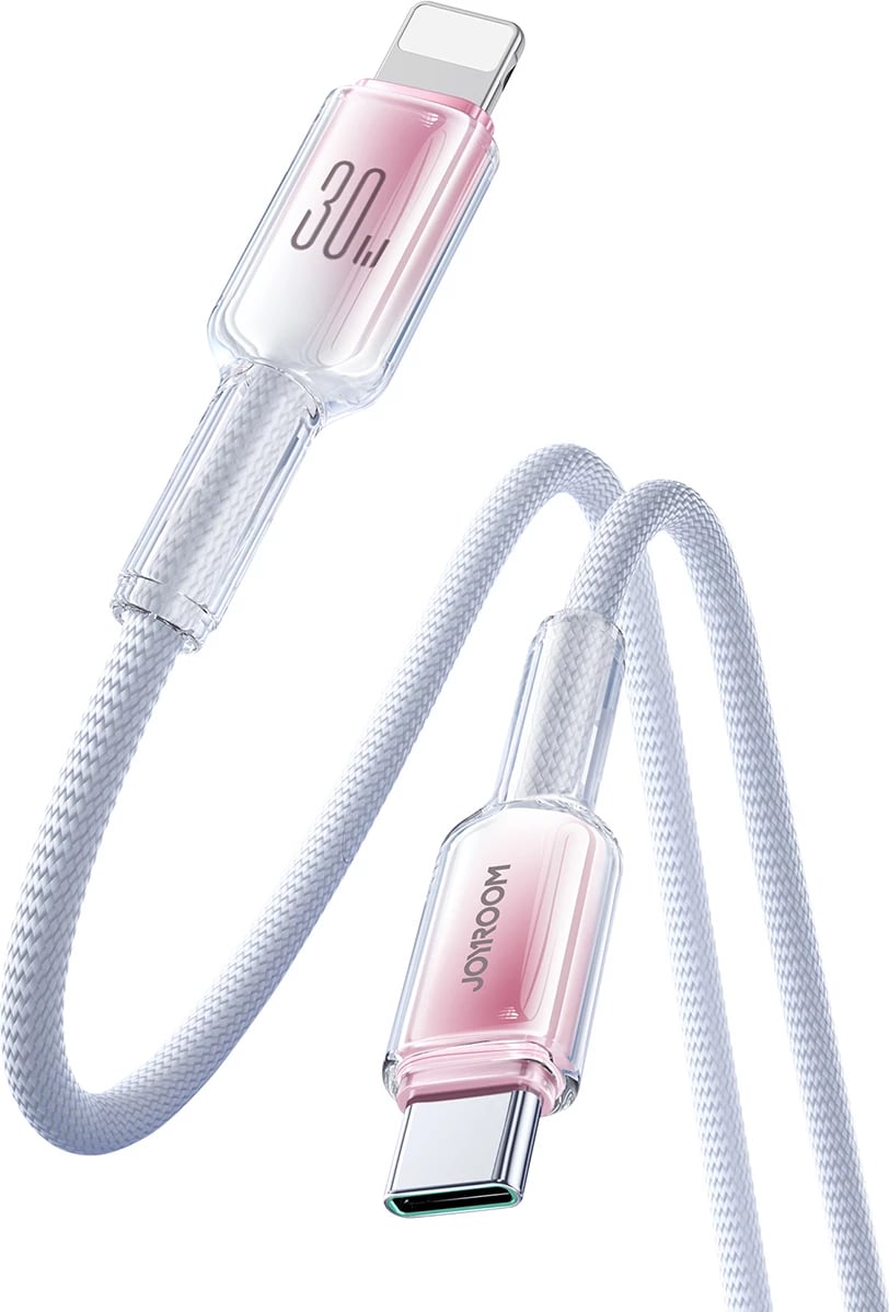 Kabllo Joyroom S-A42 Crystal-Clear Series, USB-C në Lightning, 1.2m, 30W, Bardhë