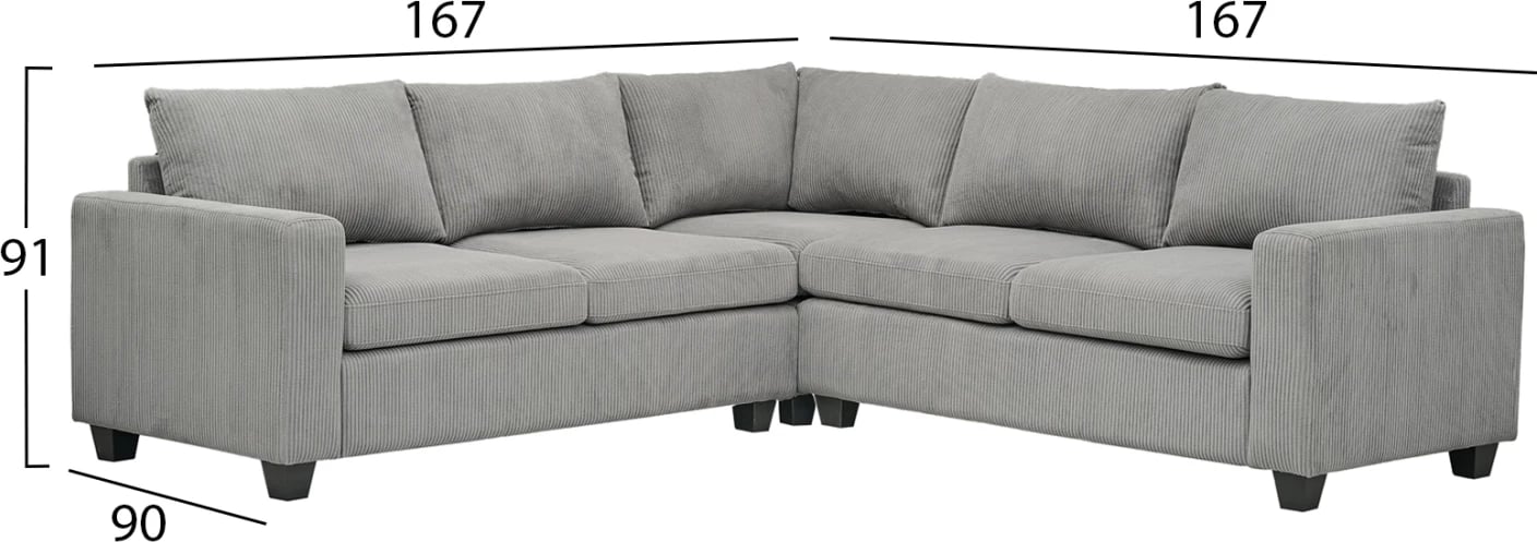 Këndare e madhe CALDER, material stof gri, FH3286.01, 254x254x90(seat)x91cm