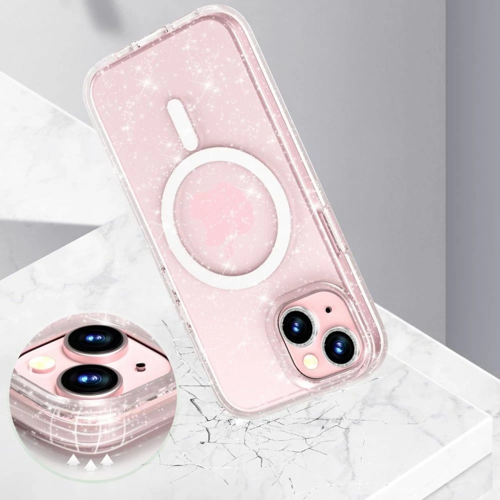 Mbështjellës Tech-Protect FlexAir Hybrid MagSafe për iPhone 15, Transparent me shkëlqim