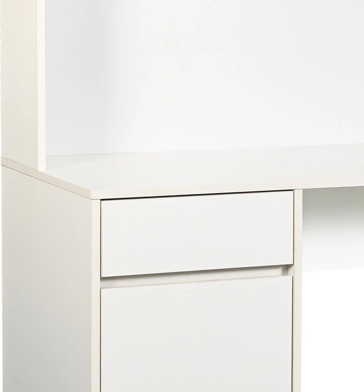 Tavolinë pune me rafte Secreta, ngjyrë e bardhë, 110x50x135cm