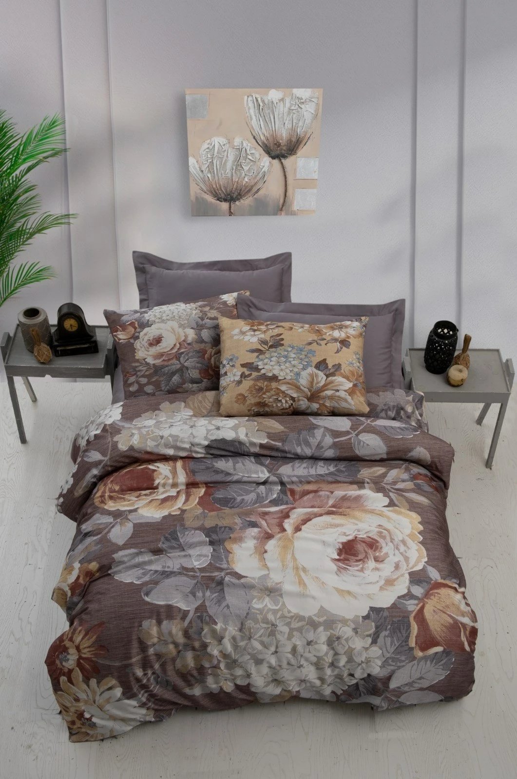 Set mbulesë jorgani teke, ngjyra gri, kafe, bezhë, L'essentiel, 469