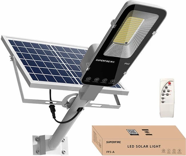 Llambë solare Superfire FF5-A, 63W, 500lm, 5000mAh, me telekomandë