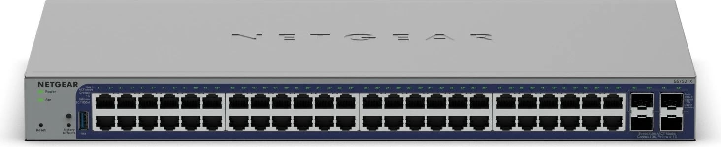 Switch NETGEAR GS752TX-300EUS i menaxhuar, 48 porta Gigabit, 4x 10G SFP+, menaxhim Insight Cloud, rack