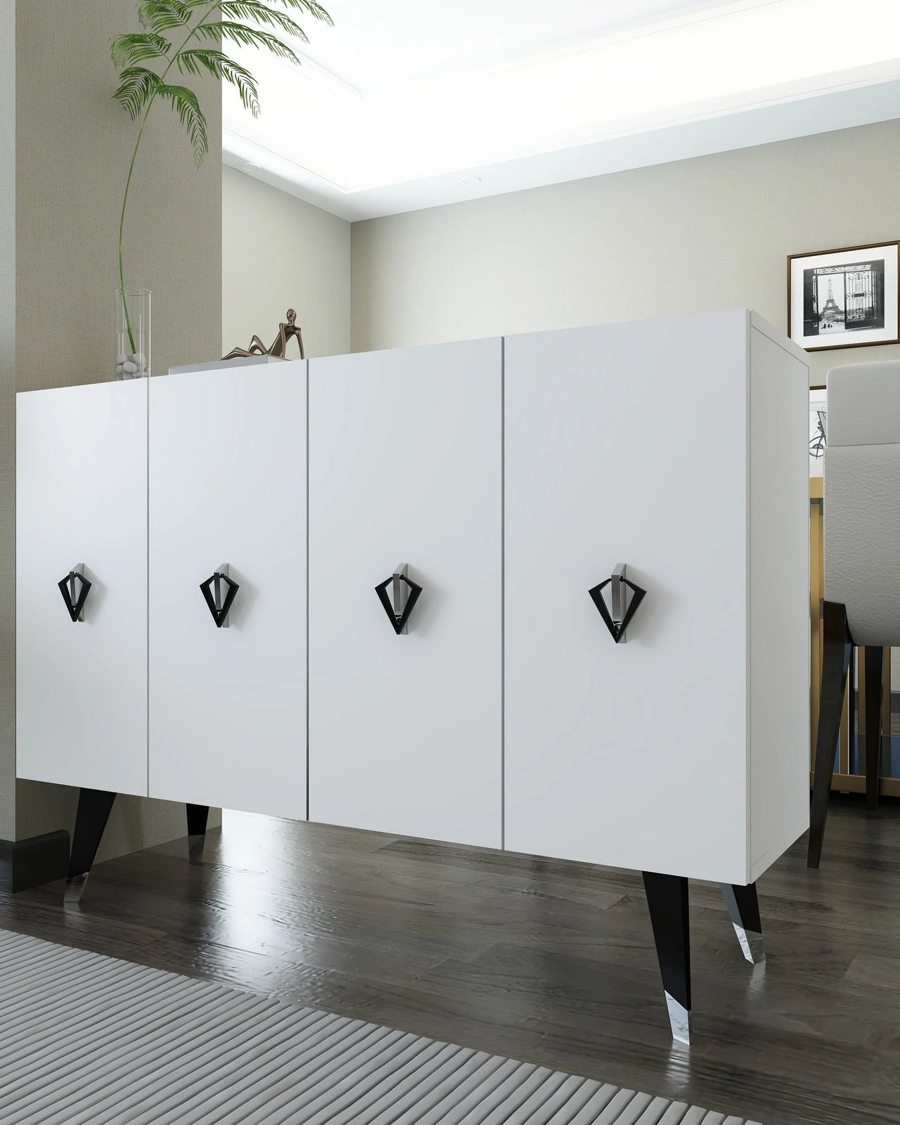 Konsol Skye Decor, 8165KM-32, e bardhë, e zezë, argjend