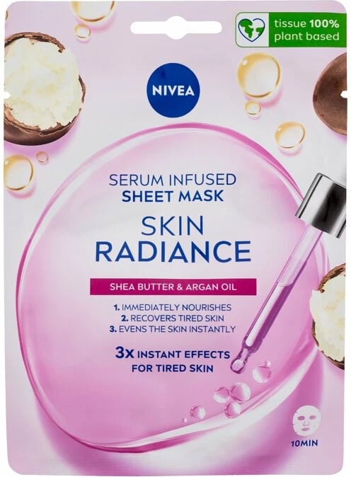 Maskë fytyre për femra Nivea Skin Radiance Serum Infused Sheet Mask, 1 copë