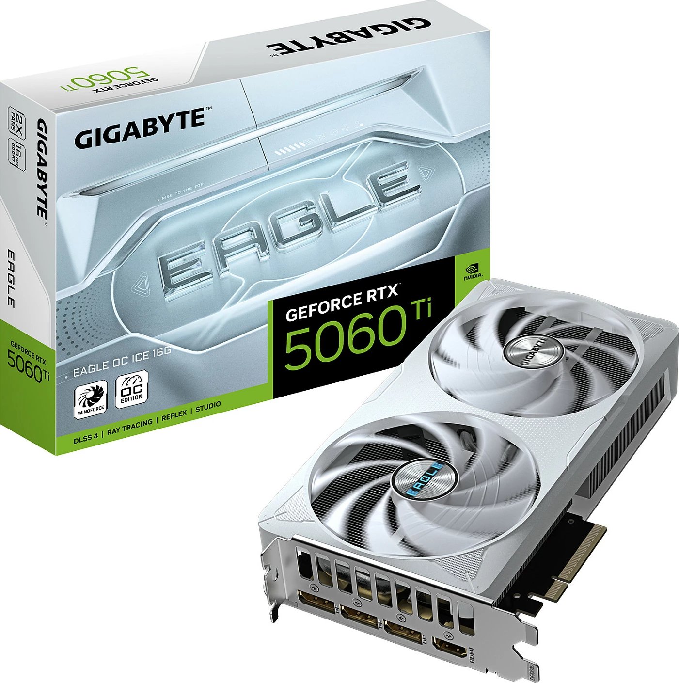 Kartelë grafike Gigabyte RTX 5060 Ti EAGLE OC ICE 16GB GDDR7 e bardhë