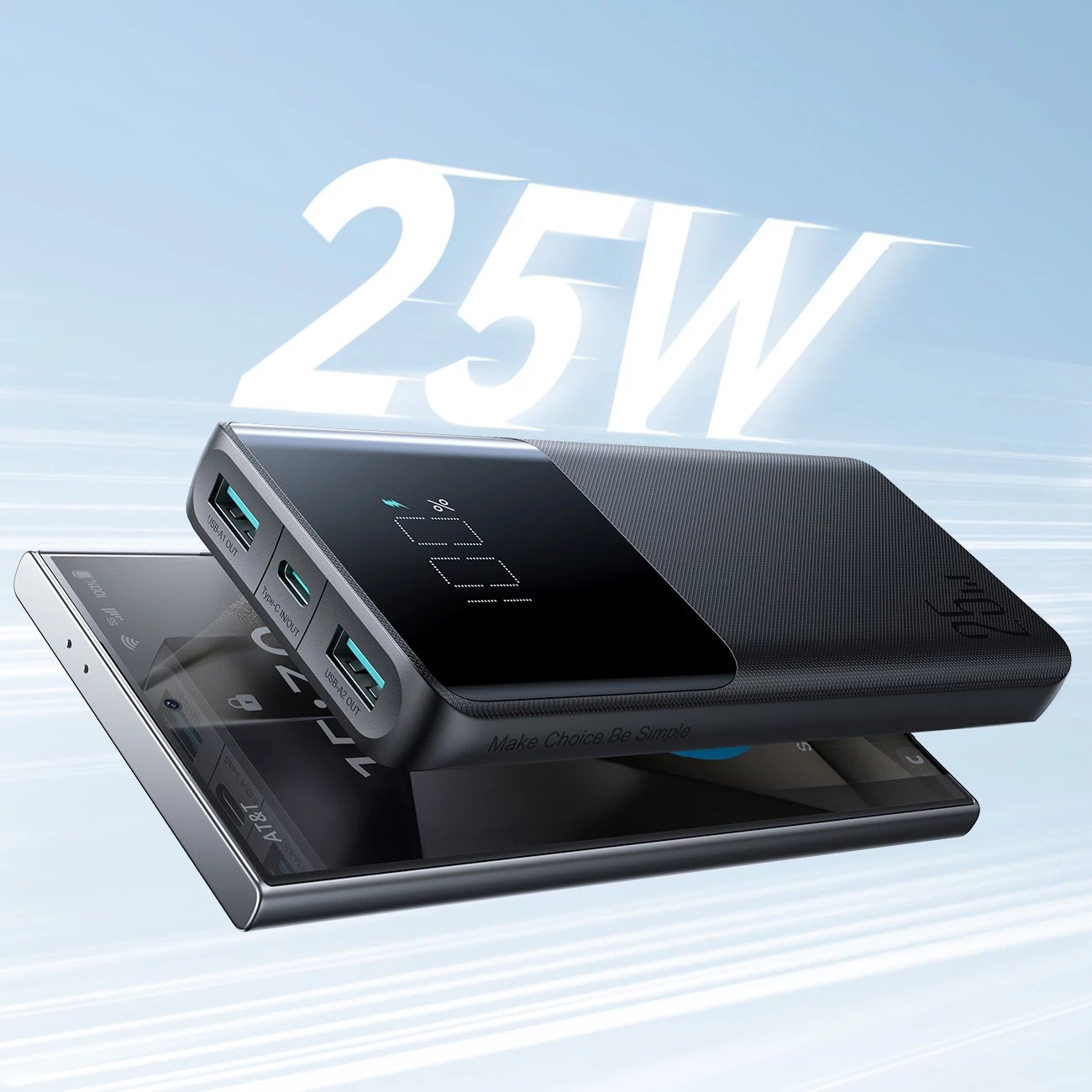 Powerbank Joyroom JR-PBF20, 10000mAh, 25W, me ekran, e zezë