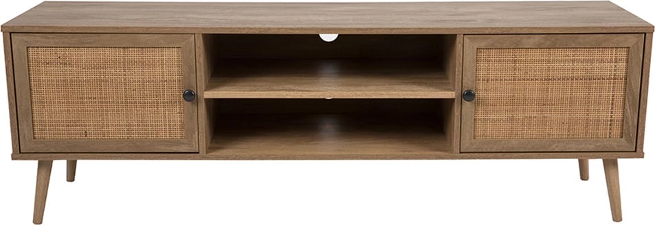 Komodë TV Ammos, 2 dyer, natyrale me ratan, 150x39x49