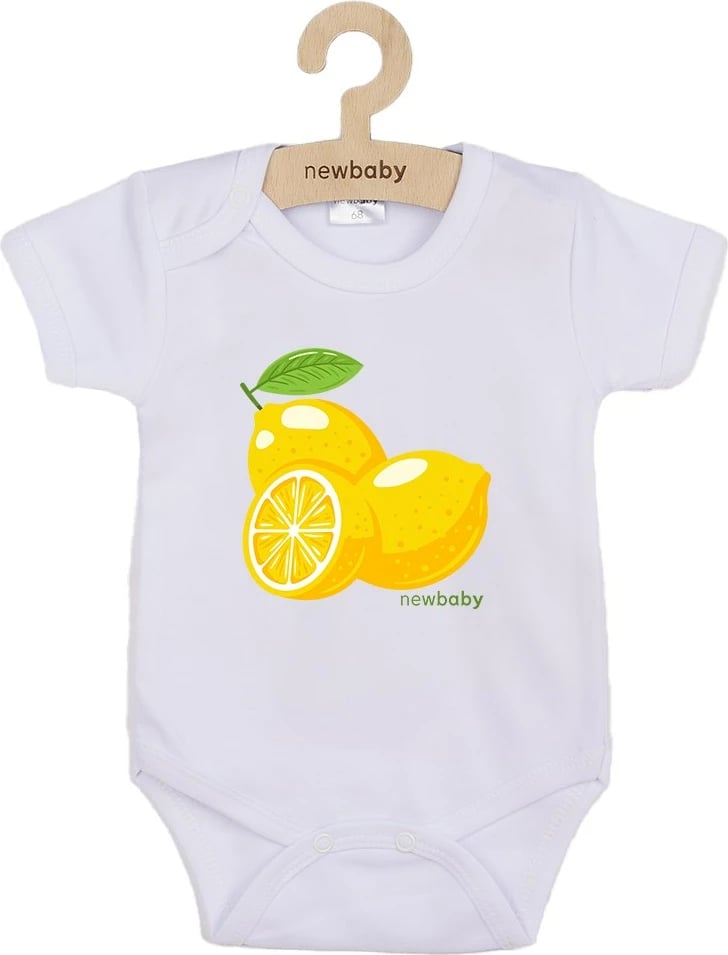 bodi bebe, NEW BABY, Lemon me mëngë të shkurtra, pambuk 100%, madhësia 86 (12-18m), e bardhë
