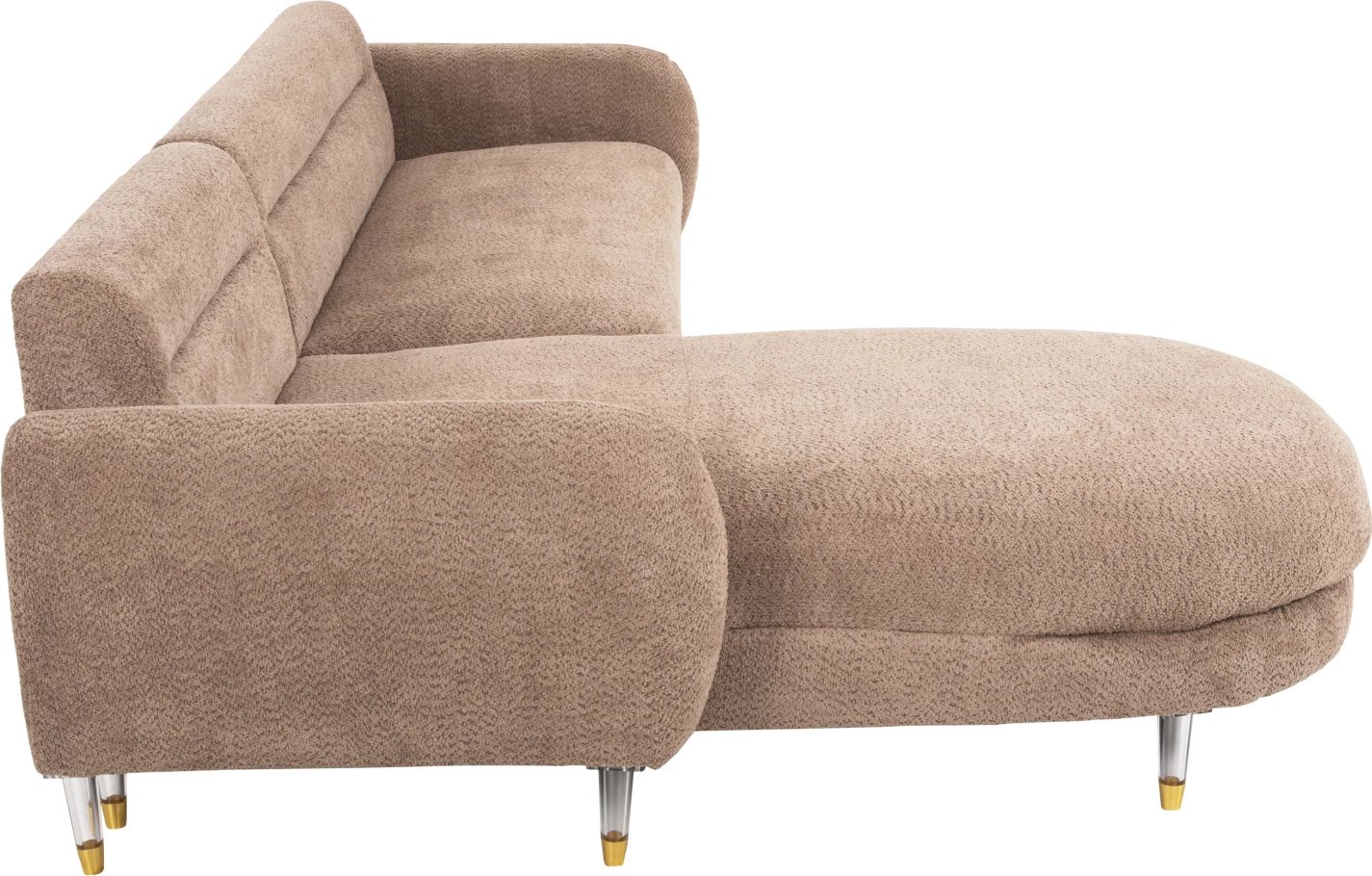 Divan qoshe i kthyeshëm FLYER FH6072.01, pëlhurë kafe, këmbë të larta metalike, 285x86-172x74H cm