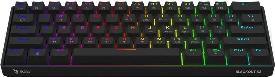 Tastierë mekanike Savio Blackout X2, OUTEMU Red, 60%, me ndriçim ARGB, e zezë