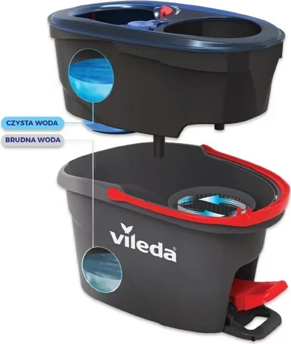 Mop rrotullues Vileda H2prO me kovë, mikrofibër, i zi