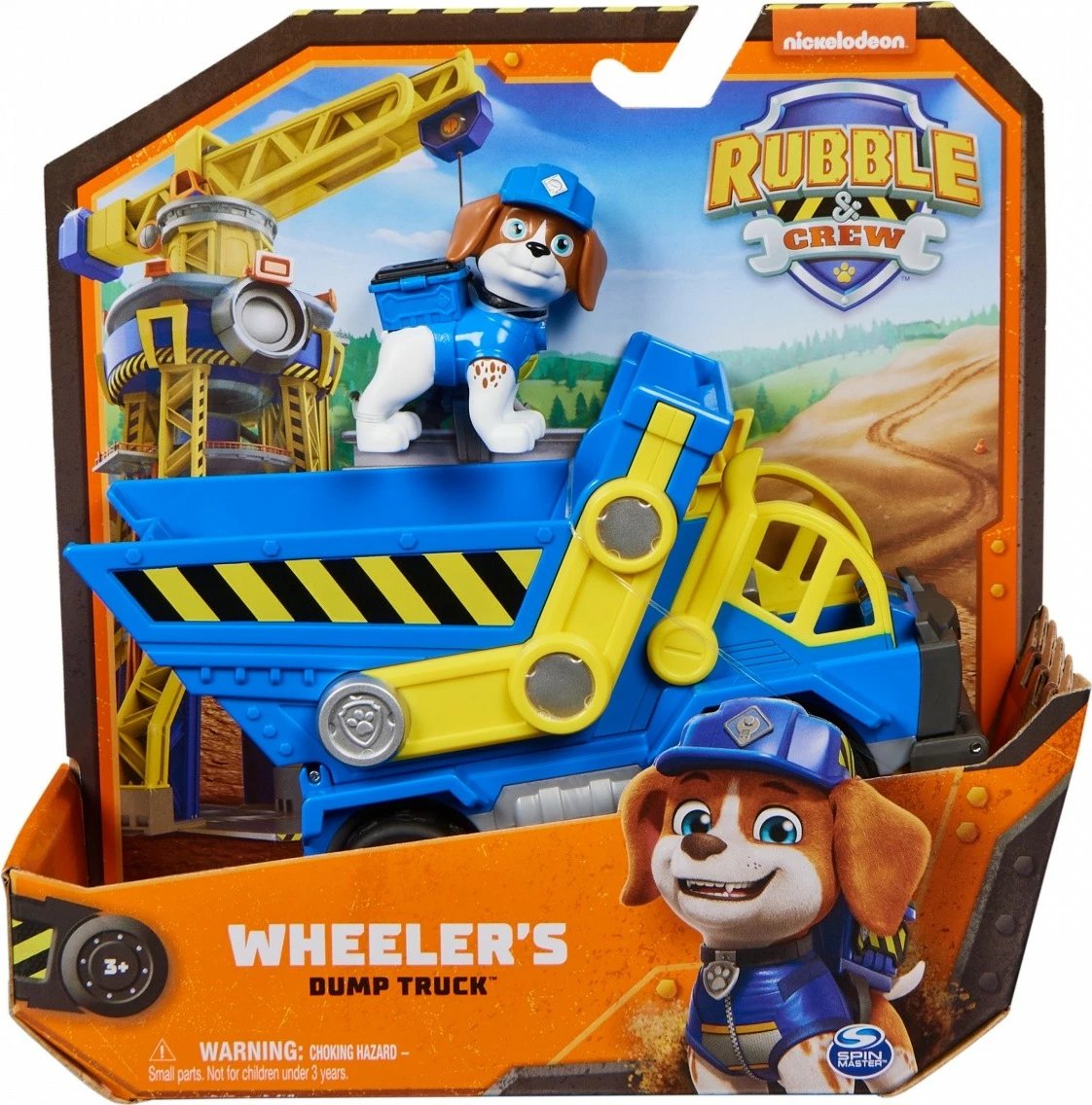 Kamion ndërtimi lodër Spin Master Paw Patrol Rubble & Crew Wheeler, plastikë, Blu/Verdhë