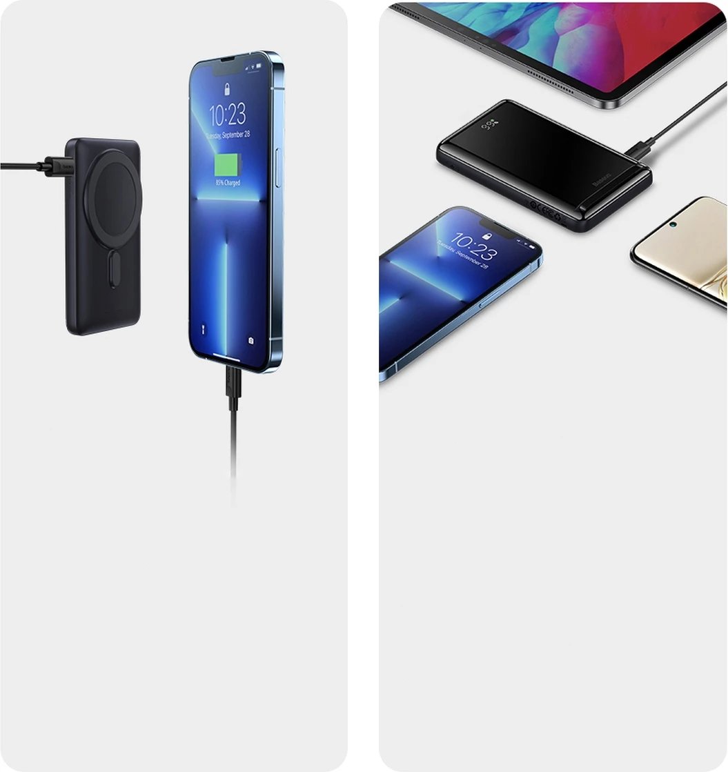 Powerbank Baseus Magnetic Bracket PPCX000203, 10000mAh, MagSafe, 20W, me kabllo USB-C 0.5m, Kaltër e errët