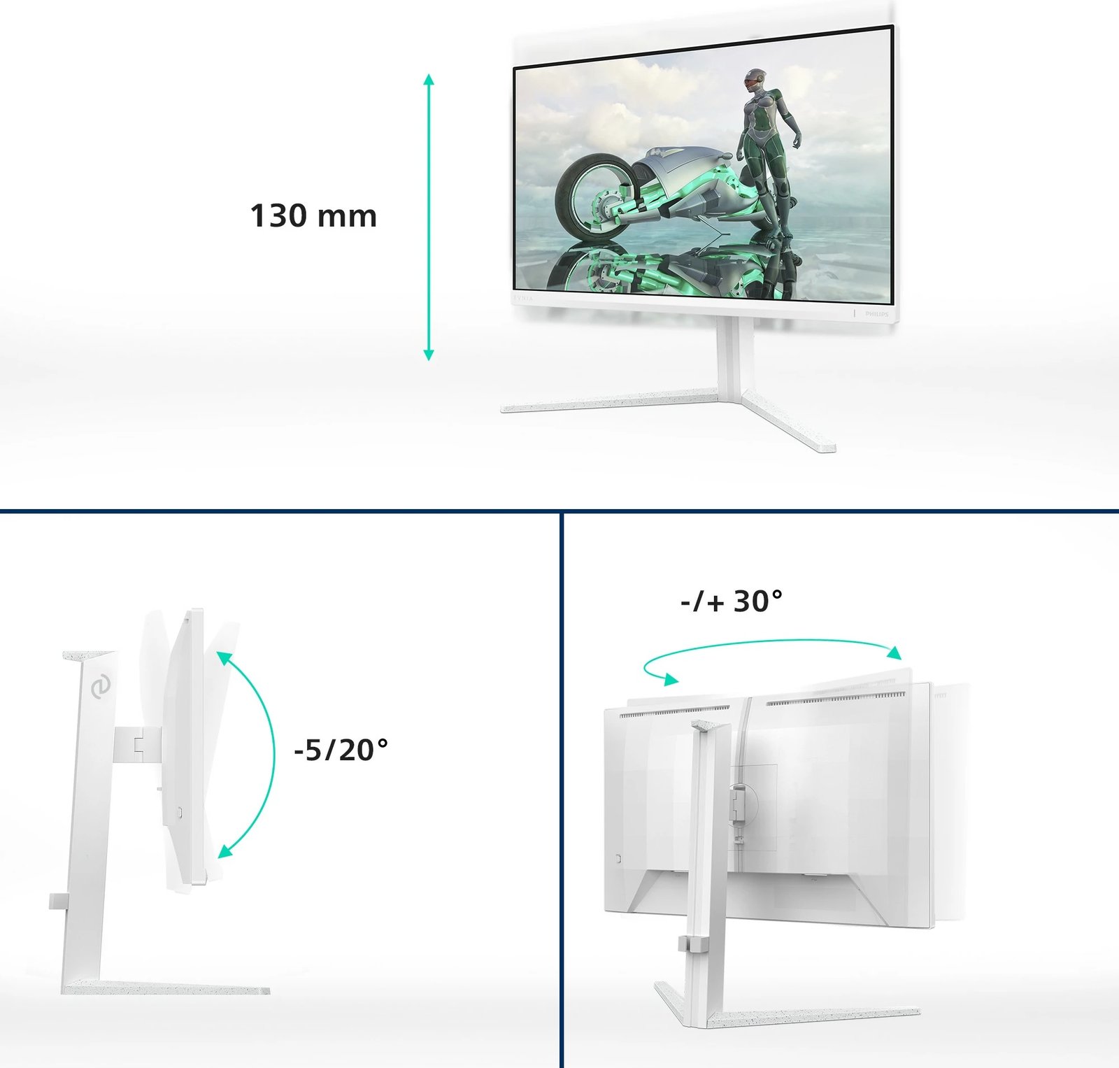 Monitor Philips Evnia 24M2N3201A/00, 23.8", Full HD, 1 ms, Bardhë