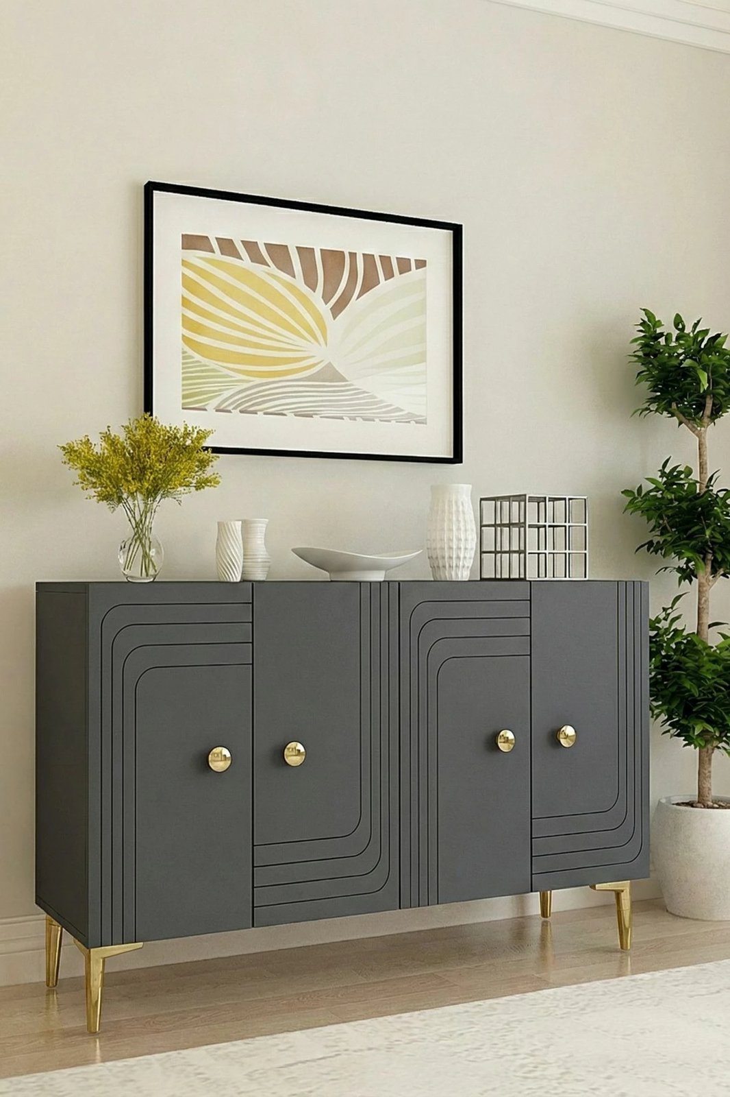 Konsolë Skye Decor, Lessi 120, antracit, ari