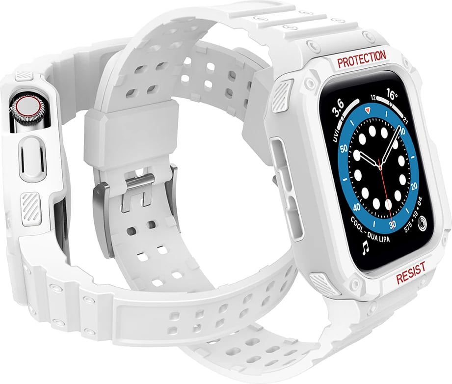Rrip me kasë mbrojtëse për Apple Watch Hurtel, 45/44/42mm, Bardhë