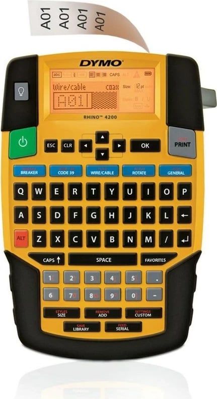 Printer etiketa DYMO RHINO 4200, QWERTY, Verdhë