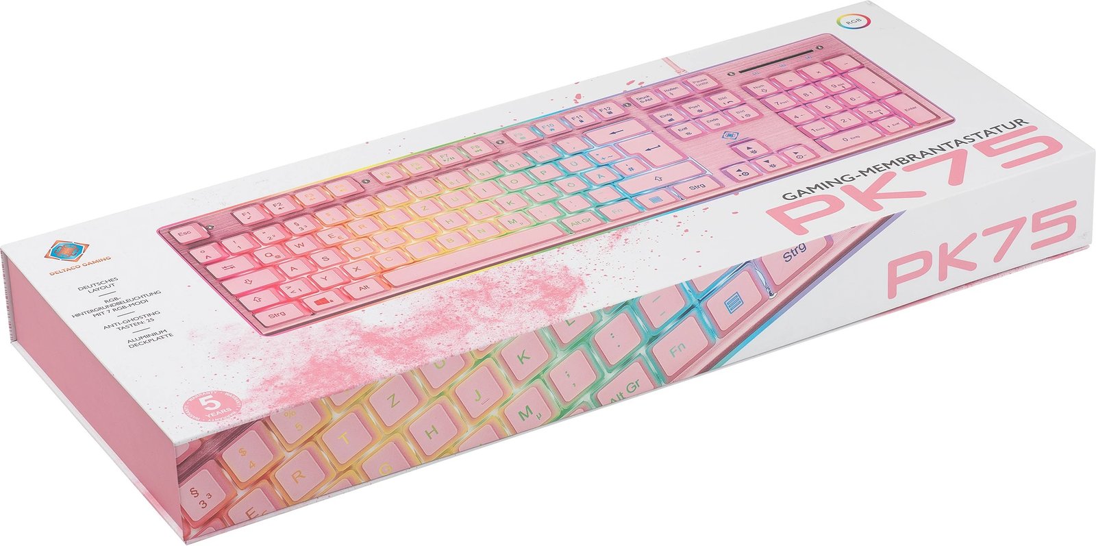 Tastaturë gaming Deltaco Gaming USB, RGB, pink